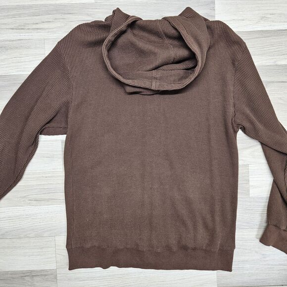 Southpole Mens Brown Hoodie Waffle Machine Size XL Full Zip Y2K Solid Color - Picture 7 of 8